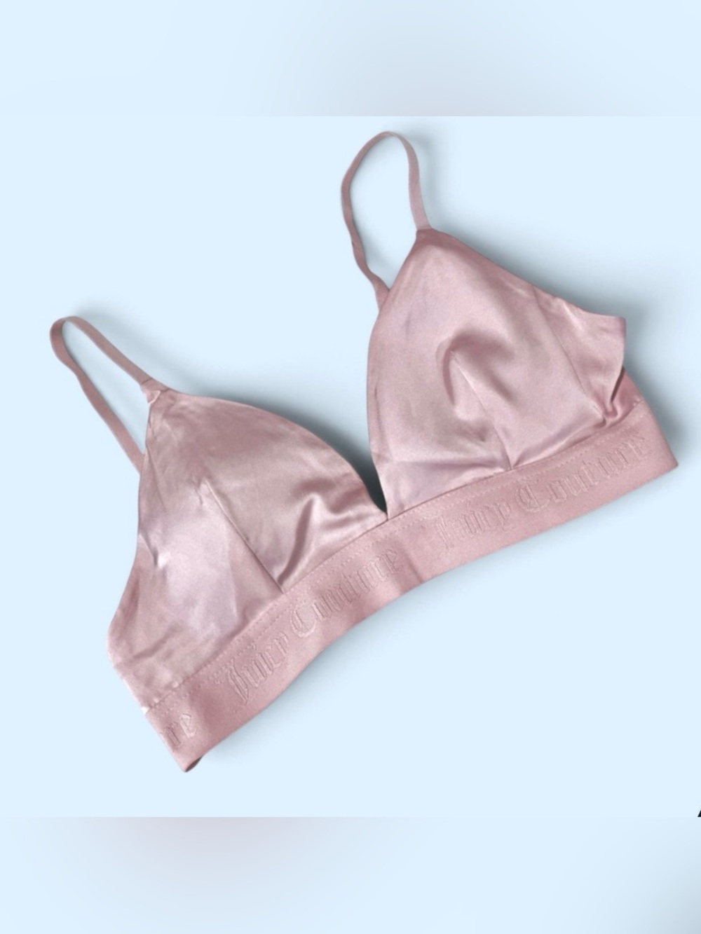 Juicy Couture Pink Satin Triangle Bralette Lounge Wireless Underband Medium
